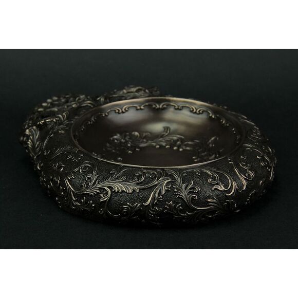 Antiqued Bronze Finish Human Skull Decorative Dish - Picture 3 of 3